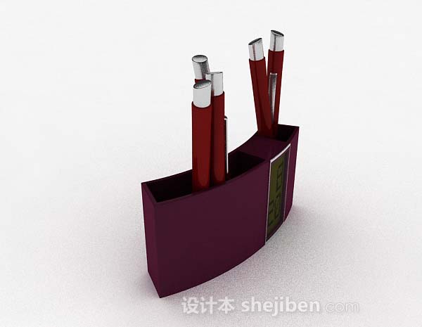 紫色简约笔筒3d模型下载