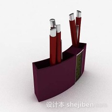 紫色简约笔筒3d模型下载