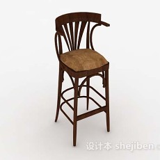 木质棕色高脚椅3d模型下载