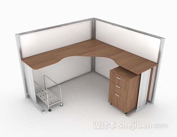 现代简约棕色办公桌3d模型下载