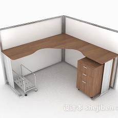 现代简约棕色办公桌3d模型下载