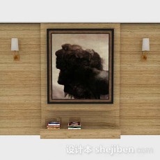 木质装饰背景墙3d模型下载