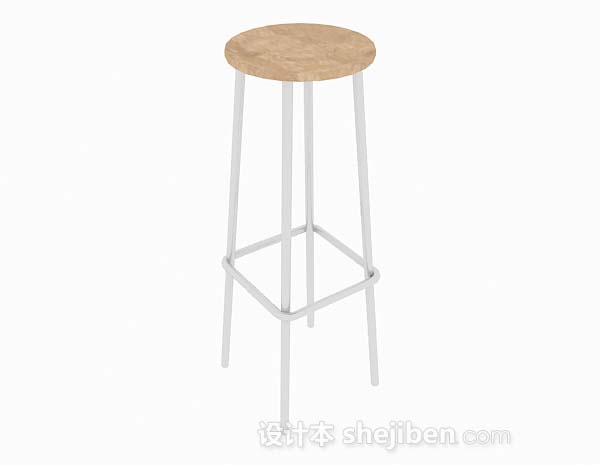现代简约木质圆形吧台凳3d模型下载