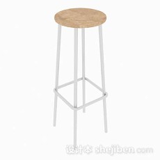 现代简约木质圆形吧台凳3d模型下载