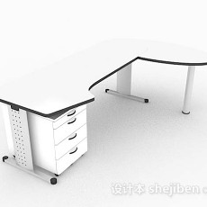 现代白色简约办公桌3d模型下载