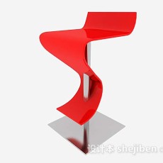 个性简约红色吧台椅3d模型下载