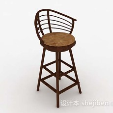 木质棕色休闲高脚椅子3d模型下载
