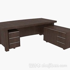 办公棕色木质桌3d模型下载