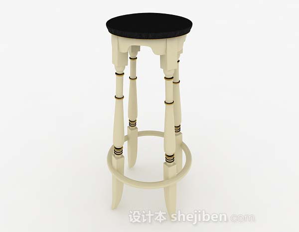 设计本欧式木质圆形凳子3d模型下载