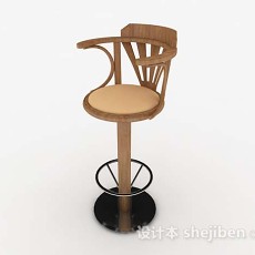 棕色木质高脚椅3d模型下载
