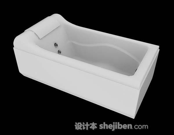 免费白色家居简单浴缸3d模型下载
