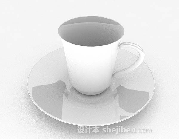 白色咖啡杯子3d模型下载