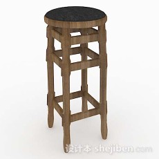 棕色木质圆心凳子3d模型下载