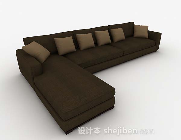 深绿色简约多人沙发3d模型下载
