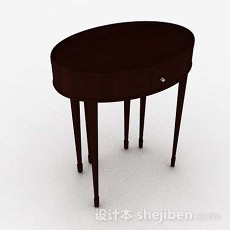 椭圆形木质桌子3d模型下载