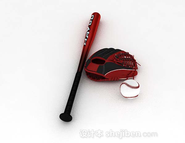 现代风格红色棒球套装3d模型下载
