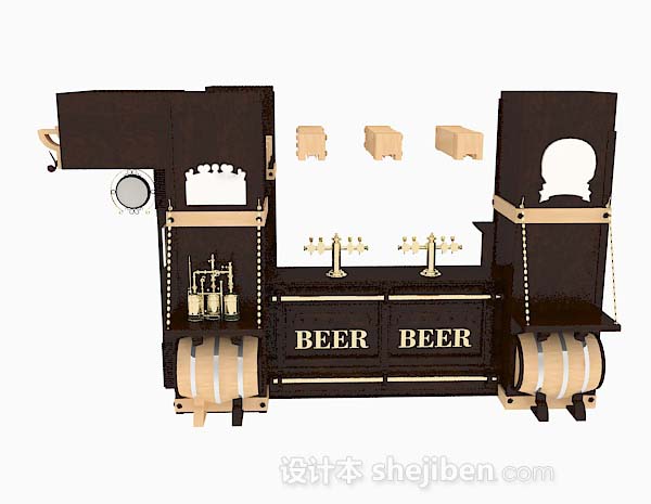 现代风格啤酒售卖台3d模型下载
