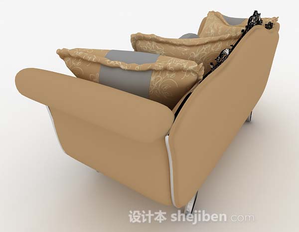 设计本欧式精致复古棕色双人沙发3d模型下载