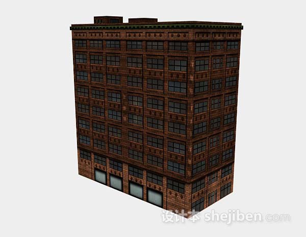 现代风格棕色公寓大楼3d模型下载