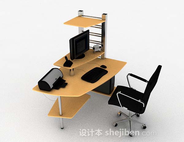 黄色木质办公桌椅