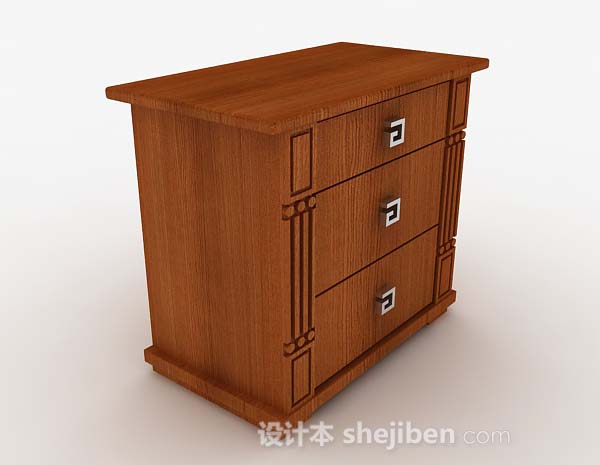 中式木质棕色床头柜