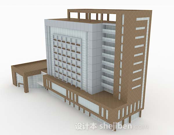 现代简约办公楼3d模型下载