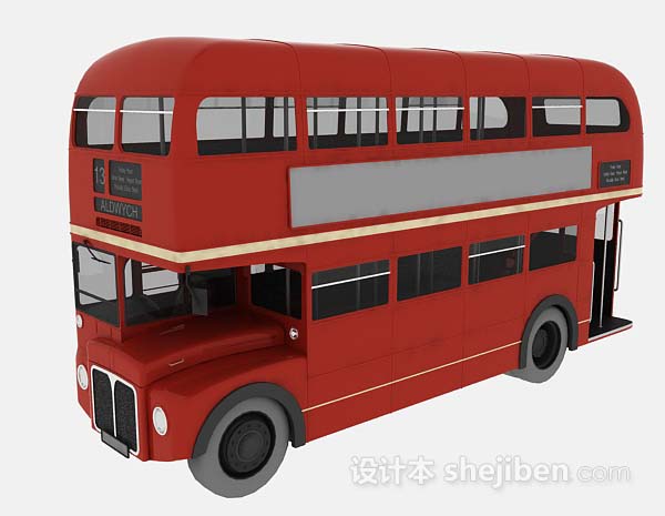 红色双层巴士3d模型下载