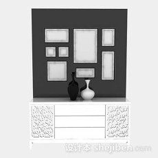 白色家居厅柜3d模型下载