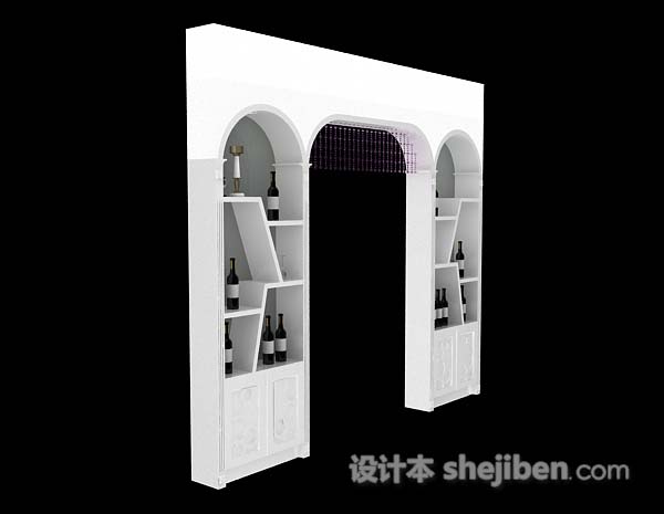 现代风格白色家居酒柜3d模型下载
