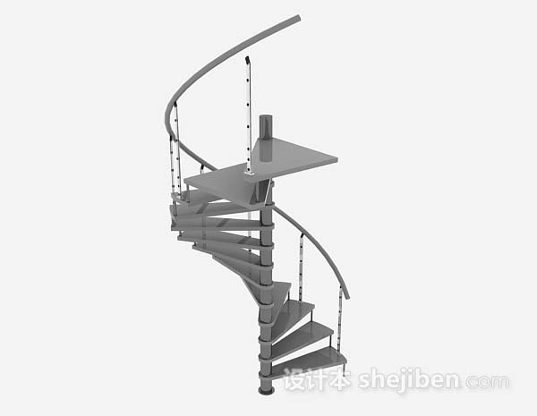 设计本灰色旋转楼梯3d模型下载