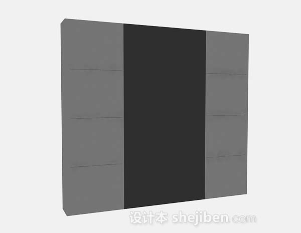 现代风格灰色电视墙3d模型下载