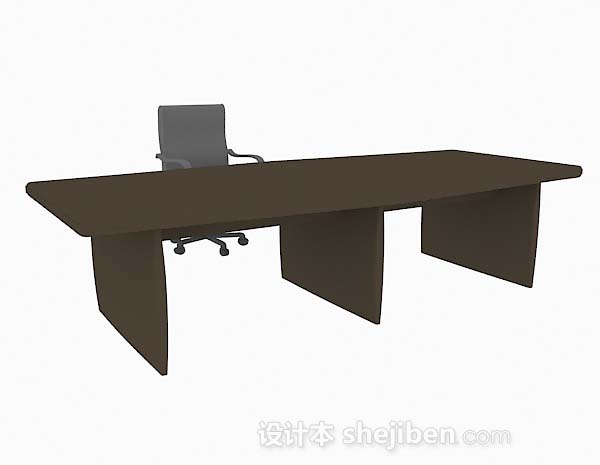 免费棕色办公桌椅3d模型下载