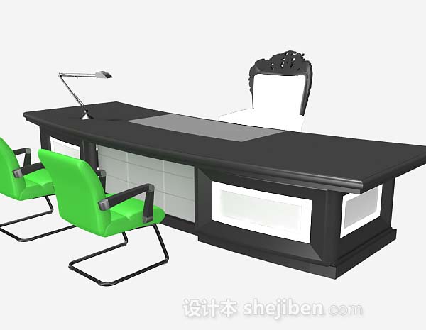 木质办公桌椅3d模型下载