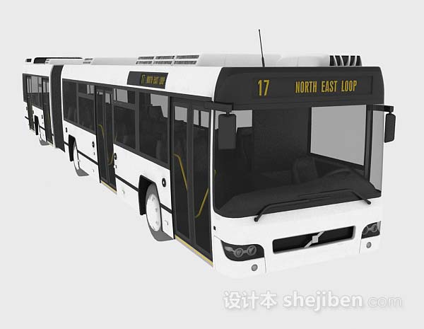 现代风格白色公交车3d模型下载