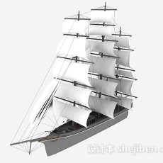 白色帆船3d模型下载
