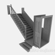 灰色玄关楼梯3d模型下载