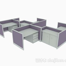 浅紫色办公桌3d模型下载