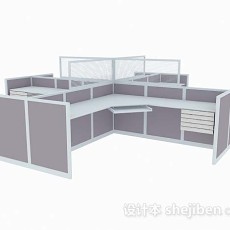 浅棕色办公桌3d模型下载