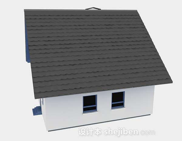 免费蓝色小木屋3d模型下载