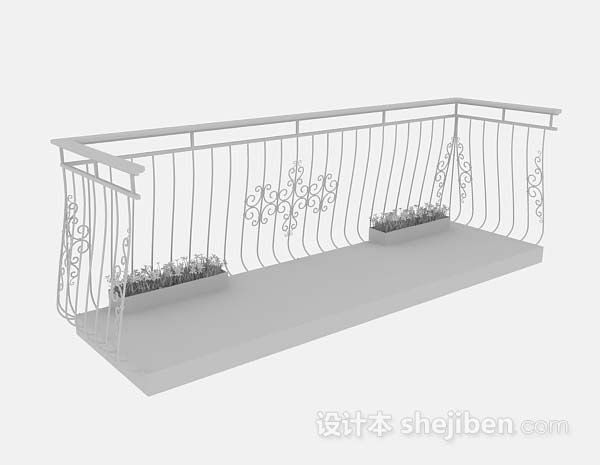 铁艺阳台栏杆3d模型下载