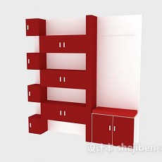红色展示柜3d模型下载