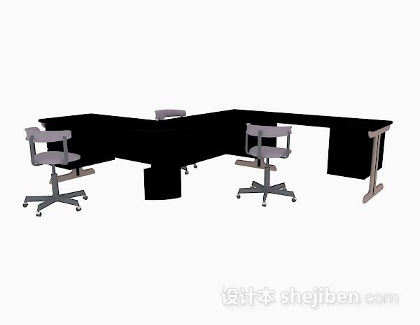 现代风格简单办公桌椅3d模型下载