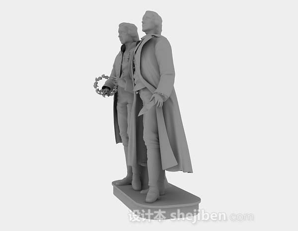 免费灰色人物雕塑品3d模型下载