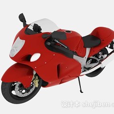 红色摩托车3d模型下载