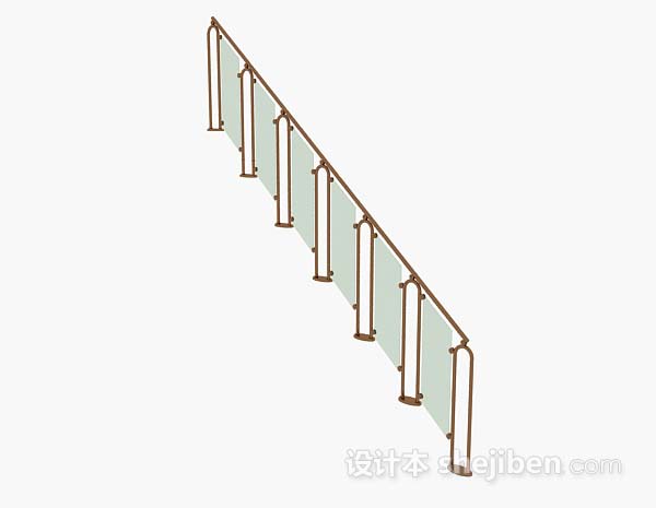 棕色玻璃楼梯栏杆