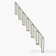 棕色玻璃楼梯栏杆3d模型下载