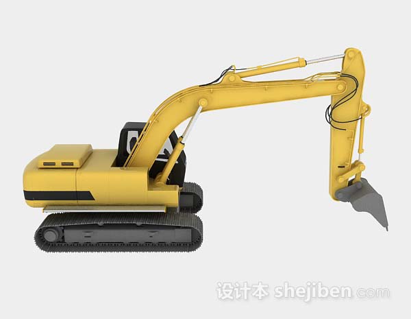 设计本黄色挖掘机3d模型下载