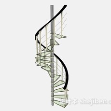绿色简约螺旋楼梯3d模型下载