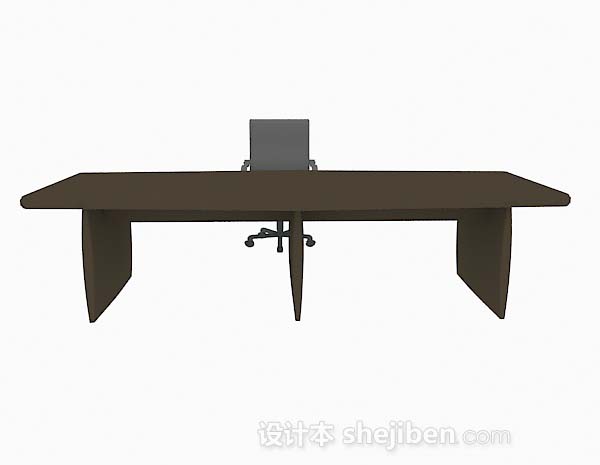 现代风格棕色办公桌椅3d模型下载