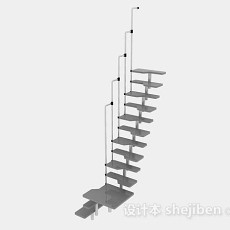 灰色简约楼梯3d模型下载